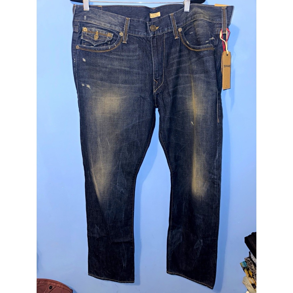 True Religion Relaxed Straight Jeans Baseball Stitch Bobby Duggout 40W 34L NWT